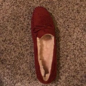 Size 8 red moccasin slippers